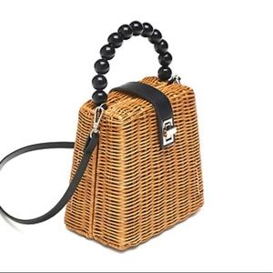 Zara Wicker Beaded Handle Raffia Wicker Rattan Bag